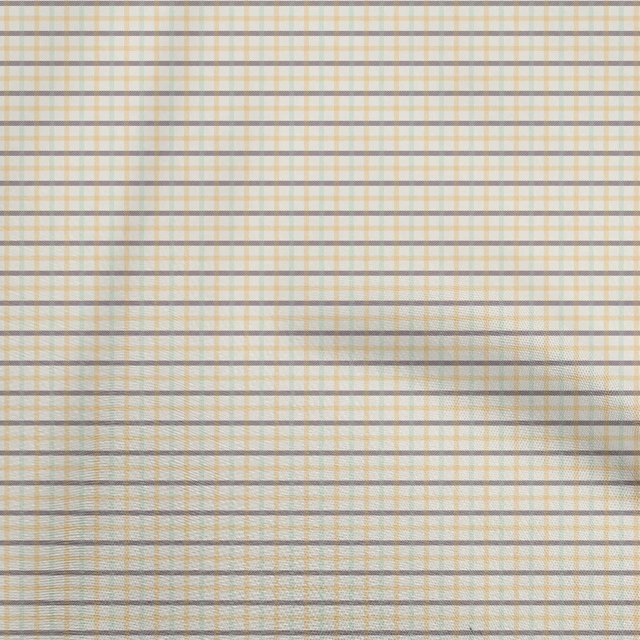 oneOone Georgette Viscose Light Beige Fabric Check Dress Material Fabric Print Fabric By The Yard 42 Inch Wide