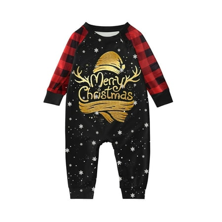 

Christmas Pajamas for Family Black Family Pjs Matching Sets Sleepwear Cute Big Headed Print Plaid Long Sleeve Tops And Pants Soft Casusal Holiday Top T Shirt Trousers （Baby）