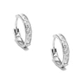thumbnail image 2 of Sterling Silver Channel-Set Cubic Zirconia Huggy Huggie Hoops Earrings 14.5 mm, 2 of 5
