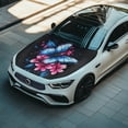 thumbnail image 3 of Uorisanigo Blue Butterfly Floral Car Hood Cover Washable Polyester Car Hood Cover Protector Stretchable Car Bonnet Banner Suitable Most Automotive Sedans Trucks Pickup Sports Cars, 3 of 7
