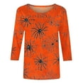 thumbnail image 4 of aohooy Womens Halloween Tshirt 2025 3/4 Sleeve Funny Graphic T-Shirts Casual Crewneck Witch Pumpkin Ghost Tunic Tops Orange,M, 4 of 5