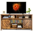 thumbnail image 2 of Topcobe 59" Sliding Barn Door TV Stand with Adjustable Shelves for TVs up to 65", Modern TV Stands, Entertainment Center with Storage, TV Furniture for Living Room, Coffee, 2 of 8