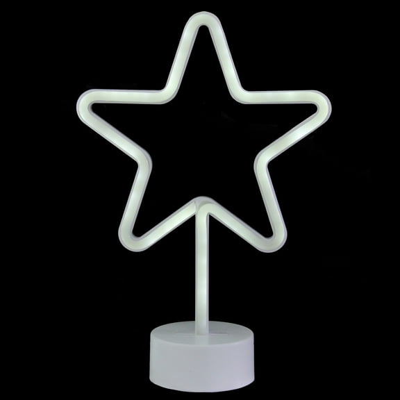 11.5" Battery Operated Neon Style LED White Star Table Light