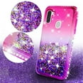 thumbnail image 3 of Samsung Galaxy A21 Case w/ TPU Screen Protector Liquid Quicksand Glitter Cute Bling Girls Women [Shock Proof] for Samsung Galaxy A21 - Pink/Purple, 3 of 5