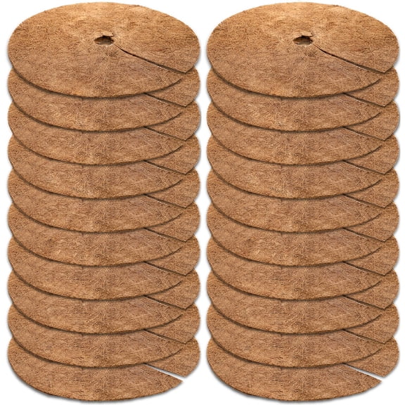 20 Pack 12 Inch Coconut Fibers Mulch Ring Tree Protector Mat, Plant Cover Mulch Mat Weed Mats Coco Coir Mulch Ring Mat for Cypress, Landscaping, Tree Disc Plant Cover, Soil Cover
