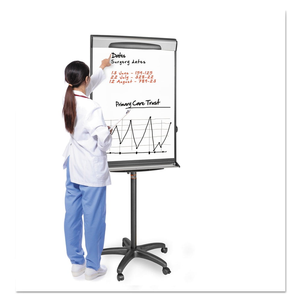 MasterVision Magnetic Steel Dry-Erase Mobile Presentation Easel, Black & Silver, 29.5" X 42"