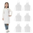 thumbnail image 1 of TOPTIE 6 Pack Kids Aprons with Pocket & Adjustable Strap, Child Chef Bib Apron for Kitchen Cooking Baking Painting-White-M, 1 of 7