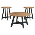 thumbnail image 4 of Lavish Home 3PC Industrial Round Coffee Table Set with Side Tables (Walnut), 4 of 7