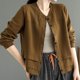 thumbnail image 2 of Chaquetas para mujer, ropa de moda coreana, holgadas, de gran tamaño, con cuello redondo, cárdigans sólidos, abrigos de manga larga con una sola botonadura, blusas para mujer, 2 of 4