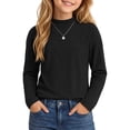 thumbnail image 2 of Resicozy Girls Long Sleeve Shirts Turtleneck Casual Base Slim Fit Fall Shirt for Kids, Soft Winter Tops for School Outdoor Daily Wear 2-13 Years Black 100, 2 of 6