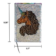 Afro Unicorn Shimmering Silver Sequin Journal
