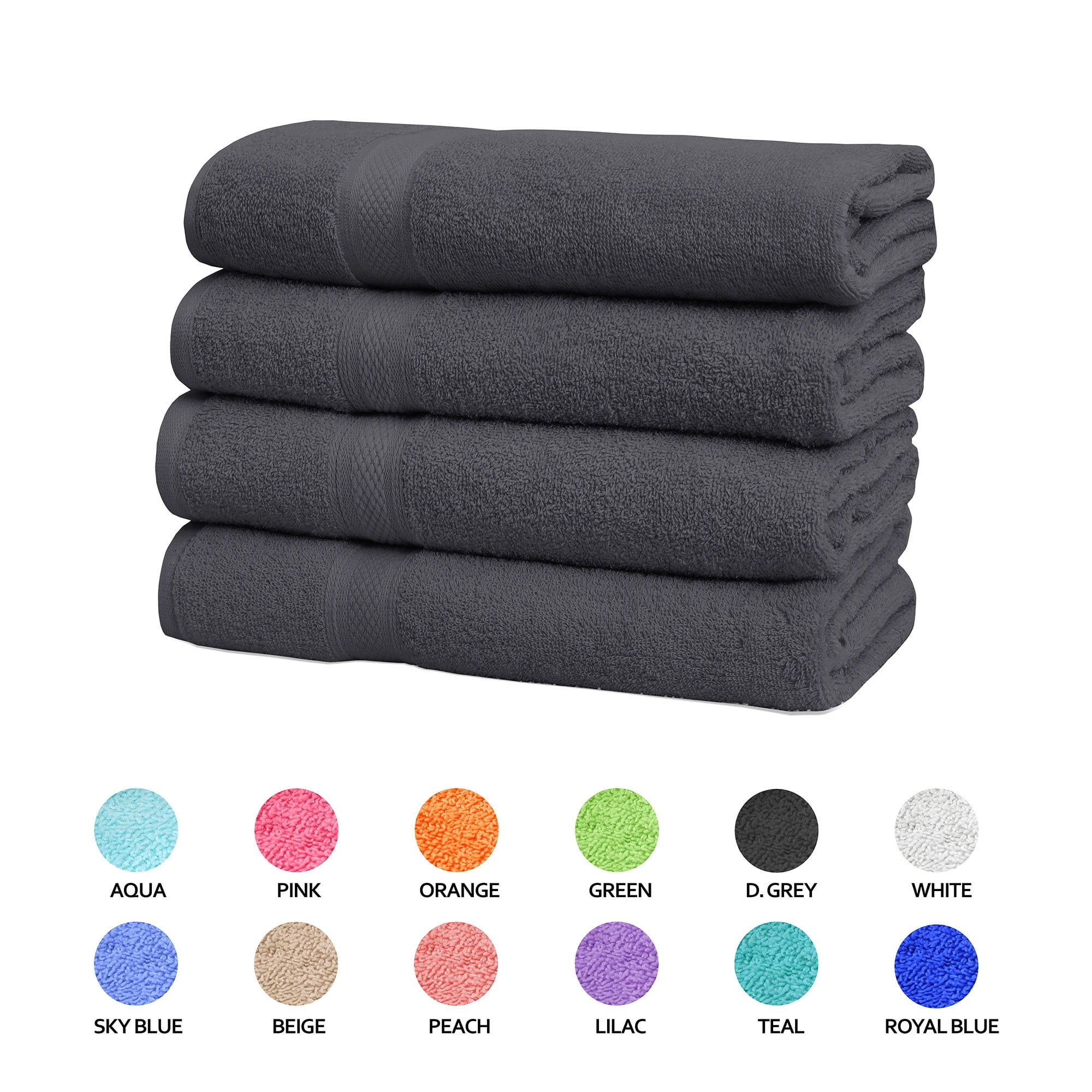 Falari Premium Bath Towel Set 100% Ring Spun Cotton Towels for Home Hotel Spa Extra Large 27x54 Maximum Softness and Absorbency 4-Pack Dark Gray