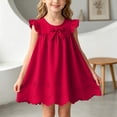 thumbnail image 2 of Ulanda Girls Sleeveless Bowknot Dress Scalloped Hem Casual Dresses 2026 Fashion Summer Twirl Dress for Toddler Kids (Wine, 18-24 Months), 2 of 7