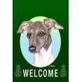 thumbnail image 1 of Italian Greyhound - Best of Breed Welcome Pineapples Garden Flags. Flag is 12" x 17", 1 of 1