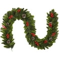 thumbnail image 3 of Lyacmy 9FT Christmas Garland for Mantel with Pine Cones Red Berries, Artificial Norfolk Pine Garlands for Indoor Outdoor Christmas Decorations, Dark Green, 3 of 8