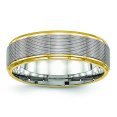 thumbnail image 1 of Bague en Acier Inoxydable Jaune Poli avec Rainures Taille 7.5, 1 of 6