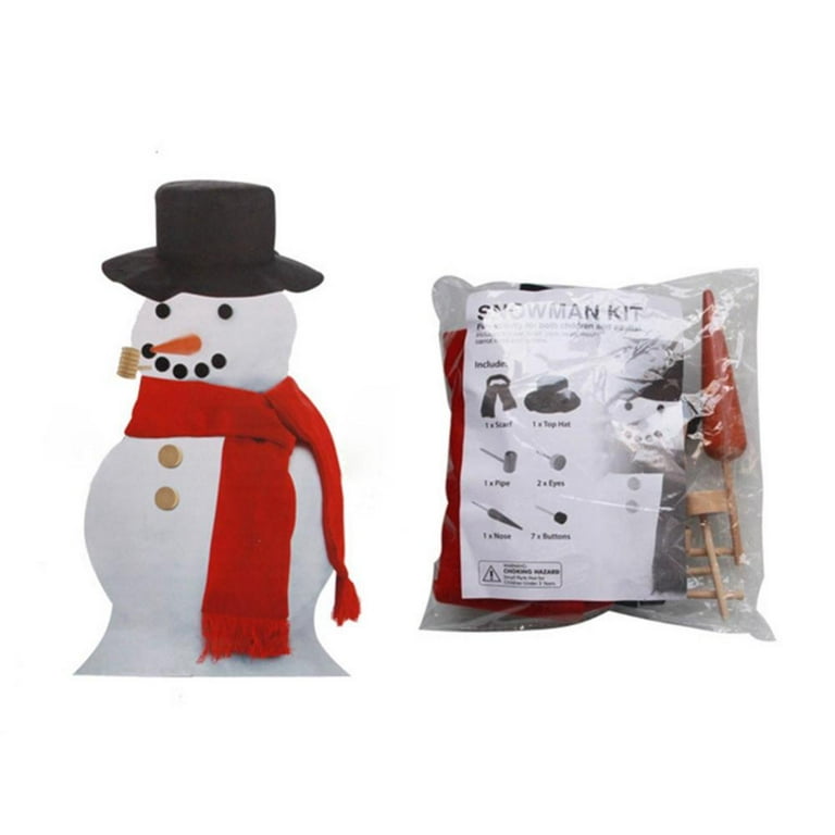 Global Phoenix 16Pcs Snowman Decorating Dressing Kit Winter Party Kids  Outdoor Toys Christmas Decoration Gift Hat Scarf Eye Mouth Nose