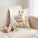thumbnail image 4 of Funda de cojín de lino con estampado de conejo y huevo de Pascua | Funda de cojín decorativa de 45 x 45 cm para sofá, dormitorio | Decoración de Pascua para el hogar, 4 of 6