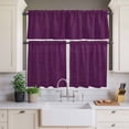 thumbnail image 4 of 3 Piece Kitchen Curtains and Valances Set Purple Burlap Texture Cafe Curtains 24 Inch Length Farmhouse Vintage Purple Valance & Tier Curtain for Living Room Bedroom Small Window 54"x18"+27"x24"*2, 4 of 6