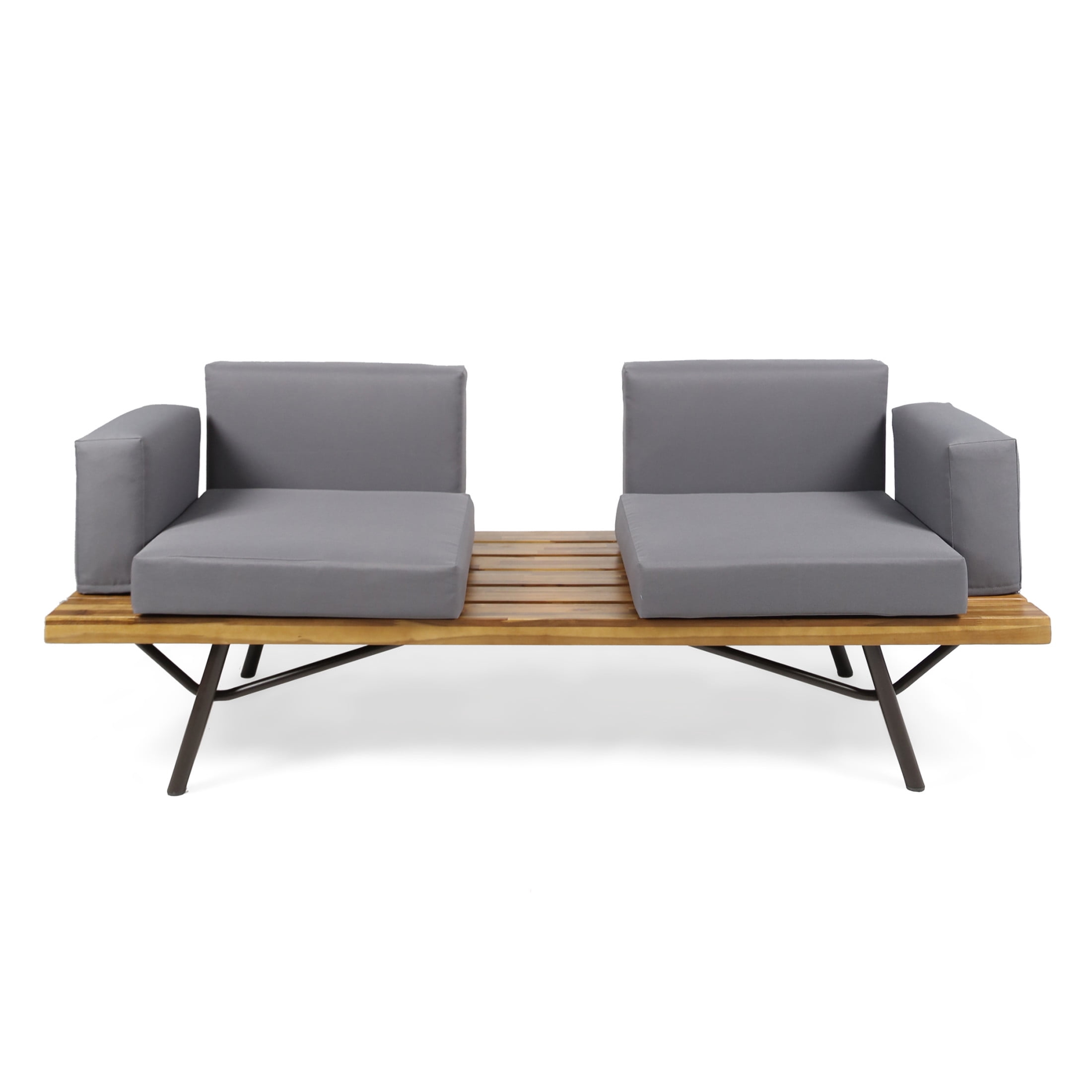 Christopher Knight Home 2-Piece Patio Conversation Set, Loveseat with Coffee Table, Teak + Gray