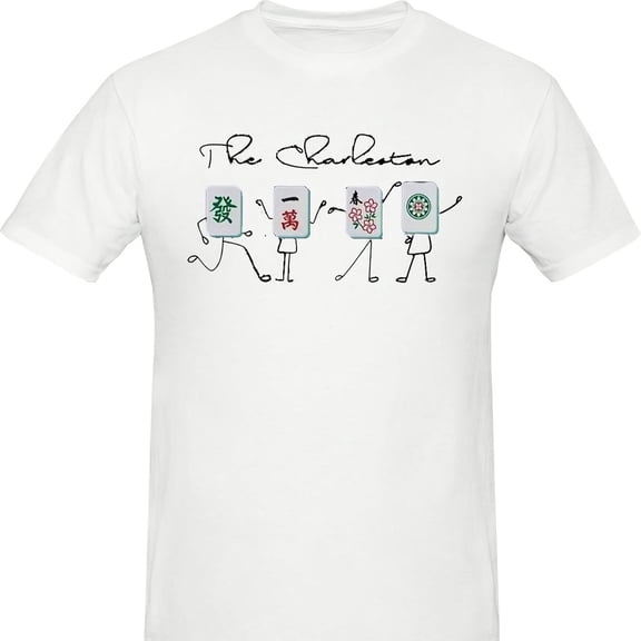 Funny Mahjong The Charleston Graphic T-Shirt Vintage Dancing Tiles Mahj Game Night Apparel for Adults Casual Short Sleeve Top