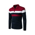thumbnail image 5 of xiaxaixu Chemise pour Hommes, Manches Longues Col Rabattu Fermeture à Boutons Couleur Contrastée Rayée Hauts d'Automne, 5 of 5