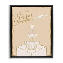 Stupell Industries Pop The Champagne Phrase Food & Beverage Painting Black Floater Framed Canvas Art Print Wall Art, 17 x 21