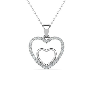 Cate & Chloe Amorette 18k White Gold Plated Pendant Necklace with Simulated Diamonds Gift for Women