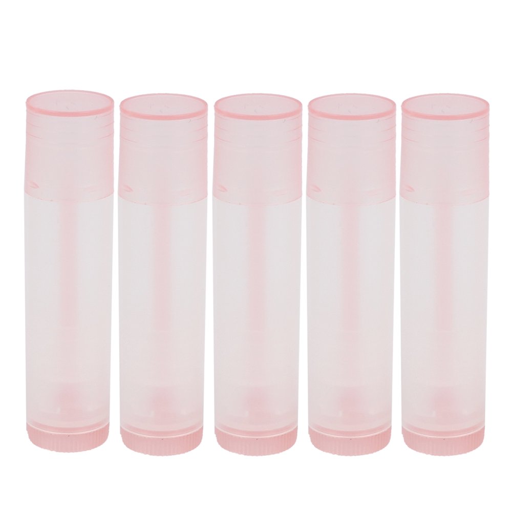 Unique Bargains5pcs Plastic Empty DIY Lip Balm Tube Cap Lipstick Chapstick Bulk Holder 5g Pink