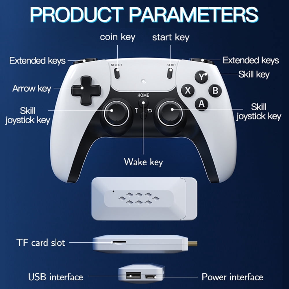 Wireless Retro Game Console, 30000 Classic Games Retro Game Stick, TV Plug and Play Video Game Console, Dual 2.4G Wireless Controller, 4K HD Output, Built-in 64G