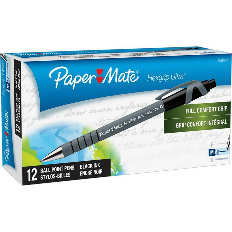 Paper Mate Flexgrip Ultra Retractable Pens - Medium Pen Point - Refillable  - Retractable - Black Alcohol Based Ink - 