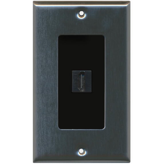 RiteAV - 1 Port HDMI 2.0 Decorative Wall Plate (Stainless Steel & Black)