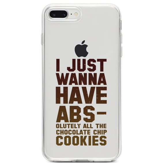 DistinctInk Clear Shockproof Hybrid Case for iPhone 7 PLUS / 8 PLUS (5.5" Screen) TPU Bumper Acrylic Back Tempered Glass Screen Protector - I Just Wanna Have ABS-olutely All The Cookies