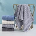 thumbnail image 1 of Set de toallas de baño de algodón en pack de 2 | Secado rápido ultra absorbente | 75×35cm Gris-Blanco-Azul- Gris Oscuro | Suave, duradero, ligero para casa, gimnasio, viajes | Resistente al, 1 of 6
