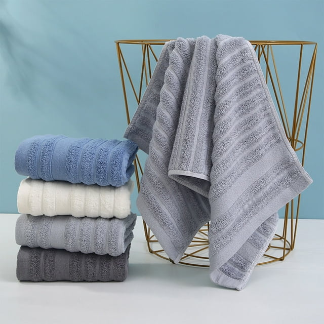Set de toallas de baño de algodón en pack de 2 | Secado rápido ultra absorbente | 75×35cm Gris-Blanco-Azul- Gris Oscuro | Suave, duradero, ligero para casa, gimnasio, viajes | Resistente al