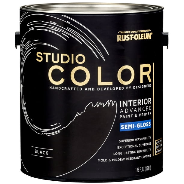 Black, RustOleum Studio Color Interior Paint + Primer, SemiGloss