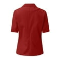 thumbnail image 4 of Sexy Dance Women Summer Plain Cardigan Jacket Blazers Office Outwear Short Sleeve Business Jackets Fake Pocket Red M, 4 of 4