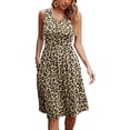 thumbnail image 1 of ICHUANYI Clearance Women's Sleeveless Loose Plain Dresses Casual Short Dress With Pockets Tie-Dye Gradient Print Dress(Khaki, XL) ICHUANYI WER2023081017191, 1 of 6