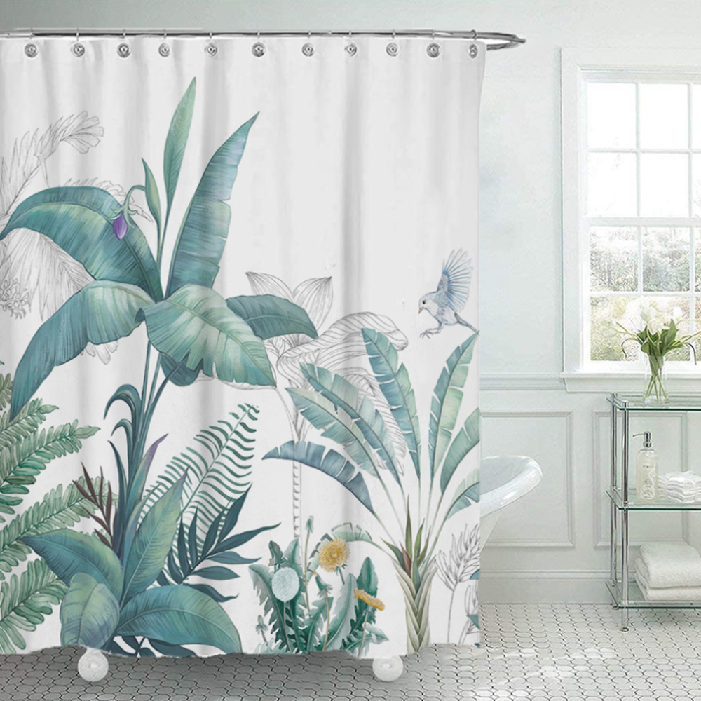 Rideau de douche botanique rideau de douche feuille avec 12 crochets, rideau  de douche feuilles aquarelle rideau de douche fleur naturelle pour salle de  bain | Walmart Canada