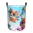 thumbnail image 1 of Cesta para ropa sucia Superkitties redonda de una sola capa, duradera, de tela Oxford, impermeable, portátil, plegable, para baño, bolsa de almacenamiento de ropa con asa, tamaño mediano., 1 of 7