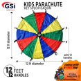 thumbnail image 2 of Juguete de paracaídas Play Parachute GSi para niños Rainbow de 12 pies con bolsa, 2 of 7
