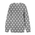 thumbnail image 4 of Crewneck Sweatshirts for Women Polka Dots Printed Cute Pullover Long Sleeve Tops Side Split Trendy Outfit (M, Gray), 4 of 4
