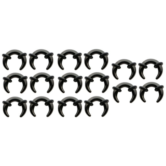 16pc set BLACK Acrylic U Shaped Pinchers 0g-14g septum ears