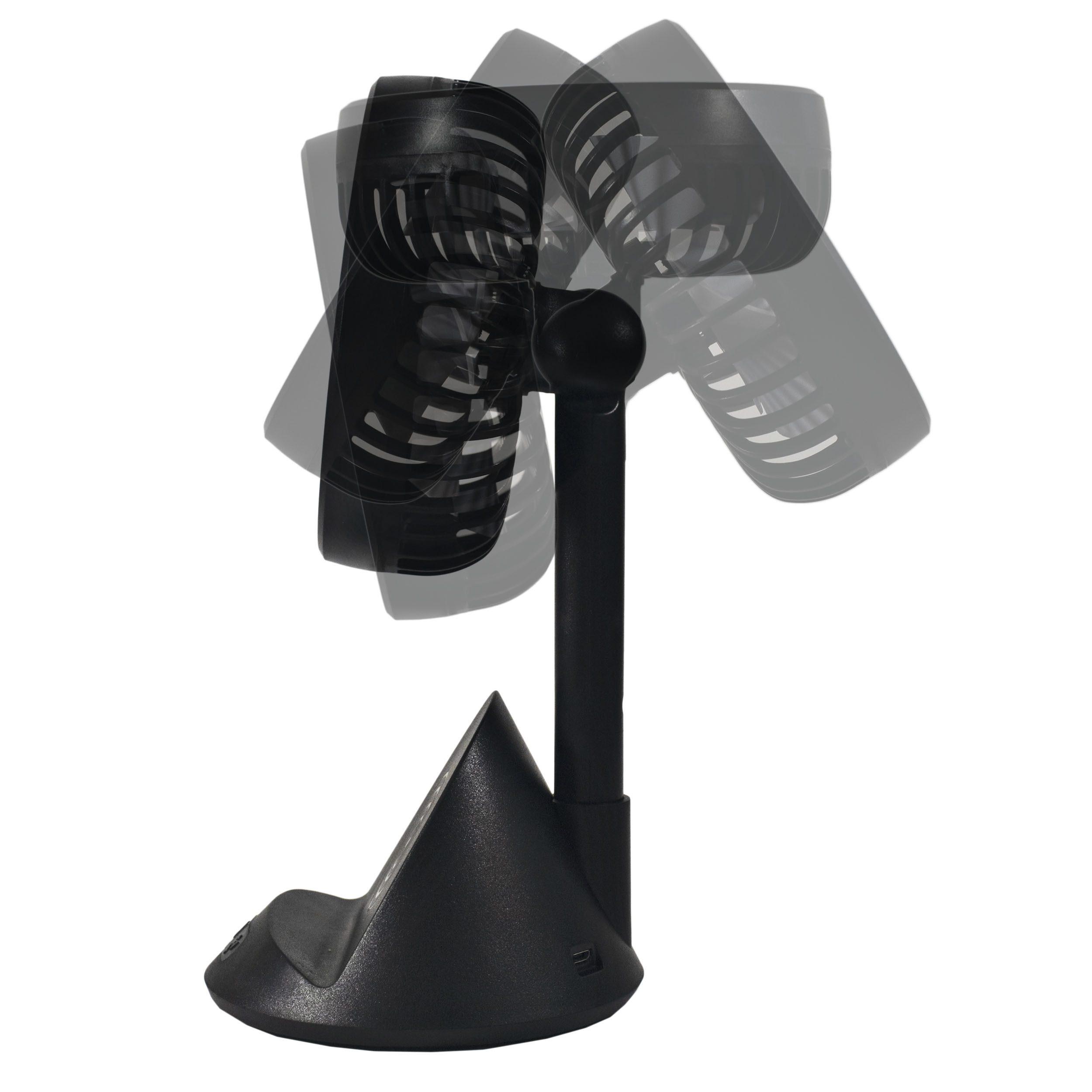 Comfort Zone 4” 3-Speed Rechargeable Fan w/Built-In Wireless Charger, Black