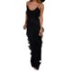 thumbnail image 1 of Vestido De Tirantes Finos Vestido de tirantes finos para mujer, sin mangas, con volantes, vestido dividido de cóctel (negro L) Ygjytge para Mujer Negro T M, 1 of 7