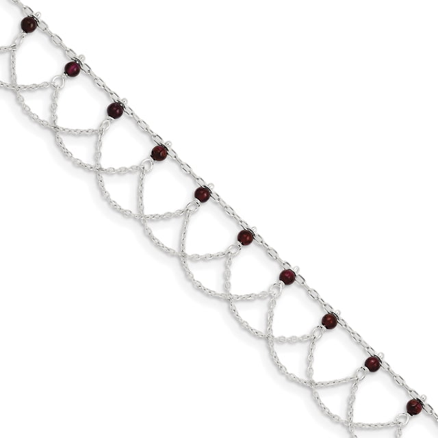 925 Sterling Silver Rhodolite Garnet Anklet Ankle Bracelet