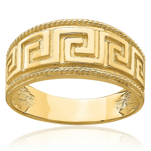 ICE CARATS 14K Solid Yellow Gold Wide Greek Key Dome Statement Twisted Fashion Ring - 8.25mm Band - Polished Women's