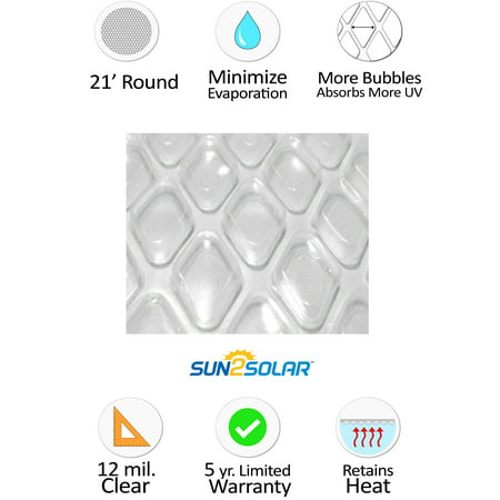 Round Supreme Blue, Clear Bubble or Clear Diamond Above Ground Swimming Pool Solar Heater Blanket Cover - 12 Mil (Various