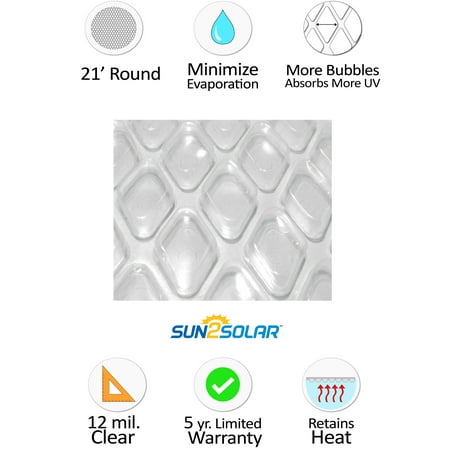 - Round Supreme Blue, Clear Bubble or Clear Diamond Above Ground Swimming Pool Solar Heater Blanket Cover - 12 Mil (Various Sizes)