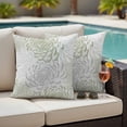 thumbnail image 4 of Sage Green White Outdoor Waterproof Pillow Covers, Abstract Grey Chrysanthemum Flower Decorative Square Throw Pillowcase Sofa Cushion Sham for Patio/Couch/Chair, 20"x20" 2 Pack, 4 of 8